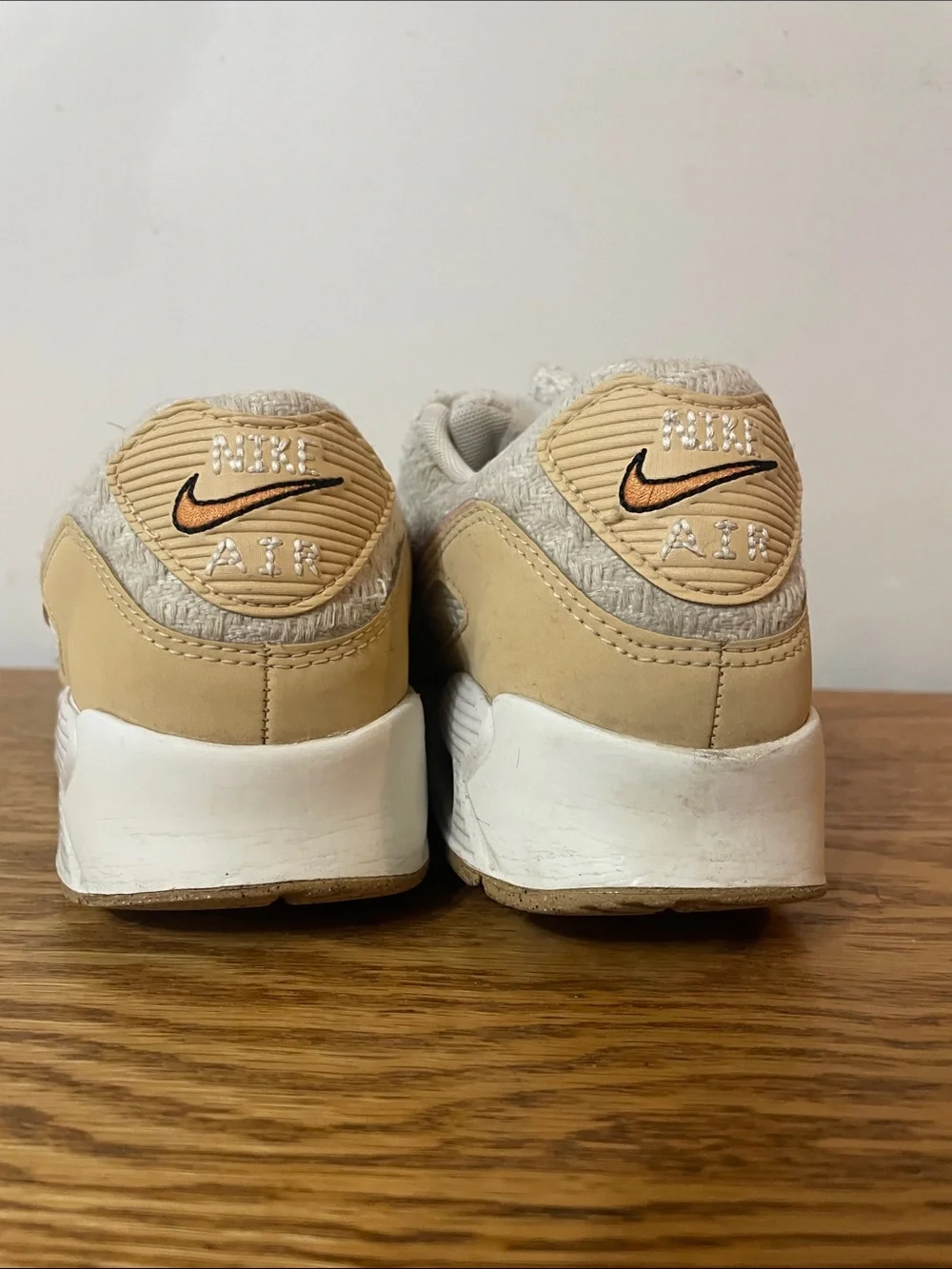Nike Air Women's Beige with Pink Swoosh Athletic Sneakers